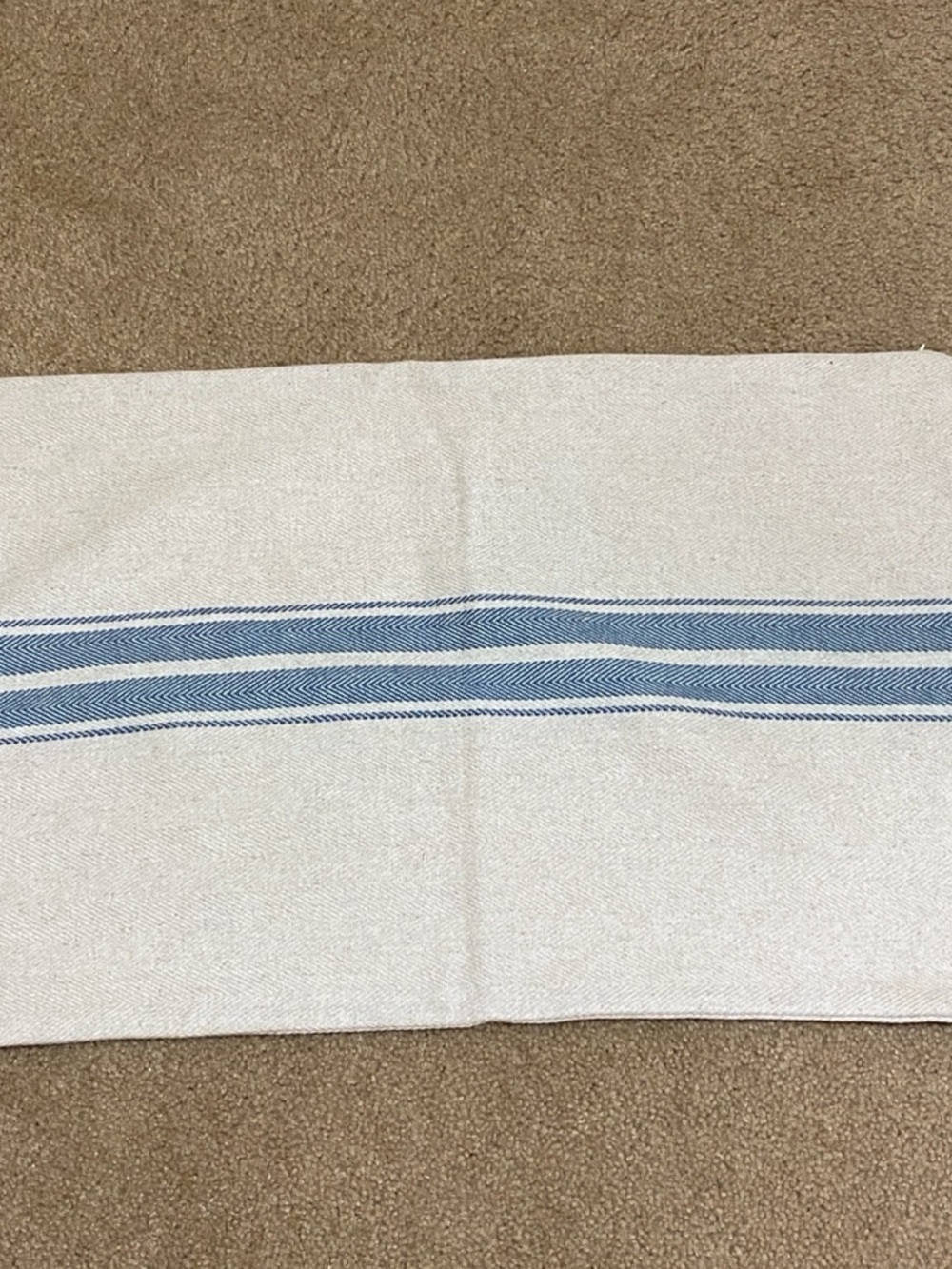 Pottery Barn Grain Sack blue striped pillow 16” x 26”